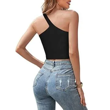 Chic REORIA One Shoulder Summer Tank – Unique Style!