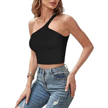 Chic REORIA One Shoulder Summer Tank – Unique Style!