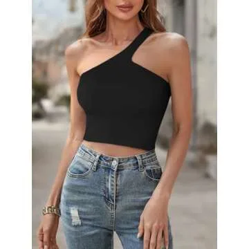 Chic REORIA One Shoulder Summer Tank – Unique Style!