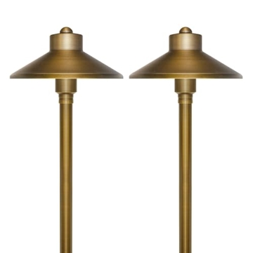 GKOLED Solid Brass Landscape Path Lights - 6.7" Shade, 20" Tall