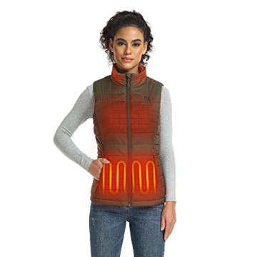 ORORO Women's Heated Vest - Battery Pack for Hiking, Skiing (Olive Green, XS)