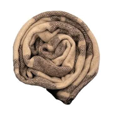 Swiss Link Military Surplus 90 x 62 Inch Insulating Indoor Outdoor Stain, Flame, and Water Resisting Classic Wool Plaid Washable Throw Blanket, Brown