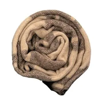 Swiss Link Military Surplus 90 x 62 Inch Insulating Indoor Outdoor Stain, Flame, and Water Resisting Classic Wool Plaid Washable Throw Blanket, Brown