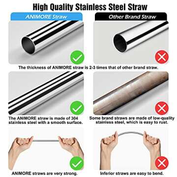 Reusable Stainless Steel Metal Straws,Set of 12 0.24"Wide Gold Drinking Straws for 16-30oz Tumblers,6 Straight 6 Bent with 2 Cleaning Brushes and 1 Travel Case