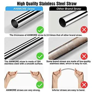 Reusable Stainless Steel Metal Straws,Set of 12 0.24"Wide Gold Drinking Straws for 16-30oz Tumblers,6 Straight 6 Bent with 2 Cleaning Brushes and 1 Travel Case