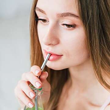 Reusable Stainless Steel Metal Straws,Set of 12 0.24"Wide Gold Drinking Straws for 16-30oz Tumblers,6 Straight 6 Bent with 2 Cleaning Brushes and 1 Travel Case