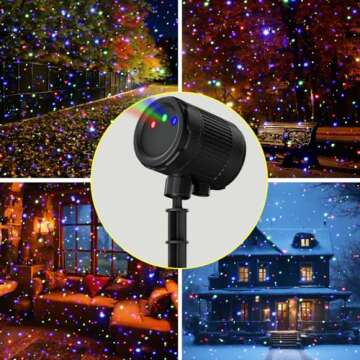 Laser Christmas Projector Lights Outdoor, 3 Color Laser Light Projector, Firefly Lights Show with RF...