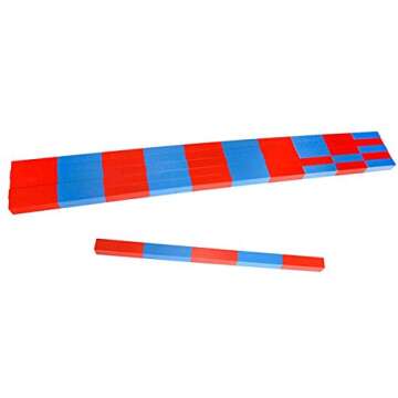 Home Version Montessori Numerical Rods Wooden Red&Blue Number Rods Montessori Math Early Learning Ma...