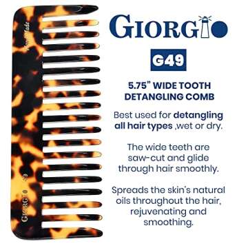 Giorgio G49 Large Hair Detangling Comb, Wide Teeth for Thick Curly Wavy Hair. Long Hair Detangler Co...