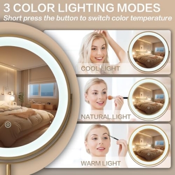 DFFINE Golden LED Makeup Vanity Mirror - Stylish & Functional