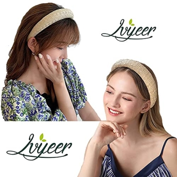 Lvyeer Padded Straw Headbands for Effortless Style