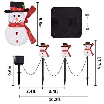 LIGHTSHINE Snowman Shape Solar Christmas Decorations, Solar Landscape Pathway Christmas Stakes Lights, Outdoor Christmas Lights Decor for Yard, Patio, Porch