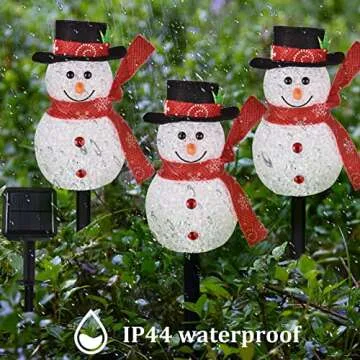 LIGHTSHINE Snowman Shape Solar Christmas Decorations, Solar Landscape Pathway Christmas Stakes Lights, Outdoor Christmas Lights Decor for Yard, Patio, Porch