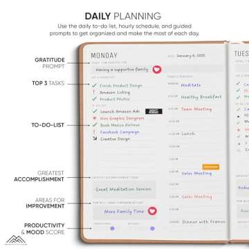 Comprehensive Daily Planner 2025 (5" x 8") in Brown - Set Your Goals and Get Organized!