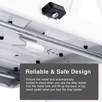 ACSTEP 4 Step Ladder Folding Step Stool with Handgrip for Adults, 350lbs Heavy-Duty Sturdy 4-Feet Steel Step Ladders 4 Step Stool Perfect for Kitchen & Household with Anti-Slip and Wide Pedal White