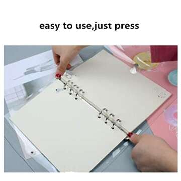 6-Ring Binder Cover Refillable Notebook Shell,Snap Button Lock (Rainbow, A6)