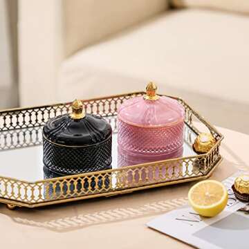 EVEREST GLOBAL Glass Jewelry Jar Diamond Facet Glass Candy Bowl with Lid Candy Dishes Decorative Candy Jar with lid for Christmas