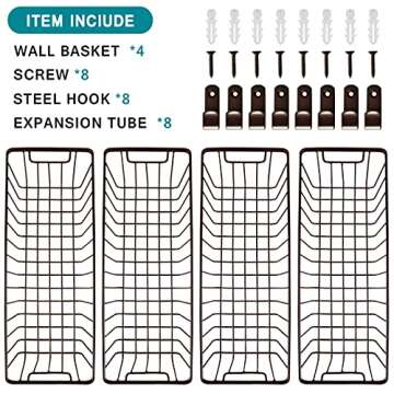 Farmhouse Metal Wire Bin Basket Set - 4 Pack for Stylish Storage