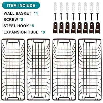 Farmhouse Metal Wire Bin Basket Set - 4 Pack for Stylish Storage