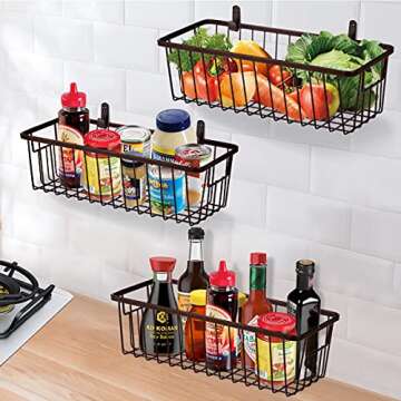 Farmhouse Metal Wire Bin Basket Set - 4 Pack for Stylish Storage