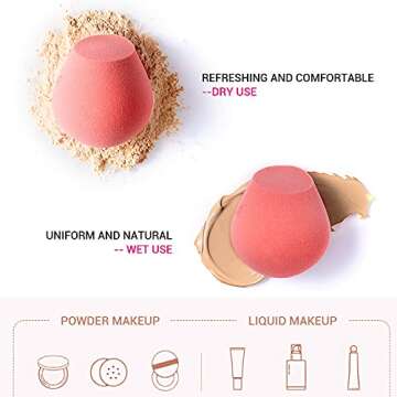 Jessup Makeup Sponge, Soft Latex-free Sponge for Foundation Liquid Creams 1 Pack (Shell Pink)