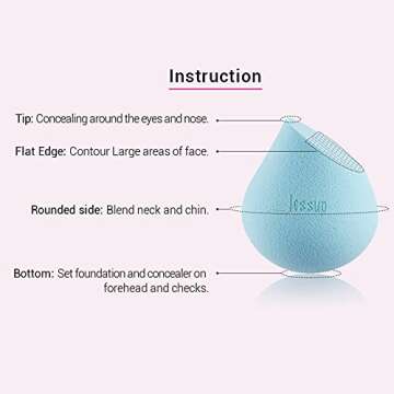 Jessup Makeup Sponge, Soft Latex-free Sponge for Foundation Liquid Creams 1 Pack (Shell Pink)