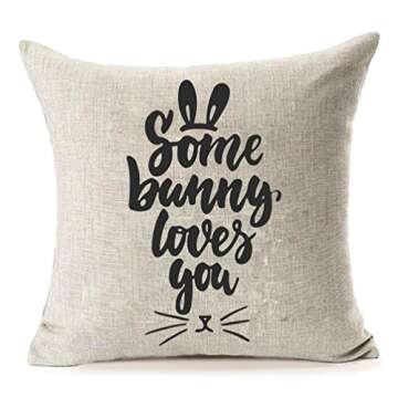 MFGNEH Some Bunny Loves You Easter Decorations Pillow Covers Throw Pillow Case Cushion Covers 18 x 18,Easter Gifts