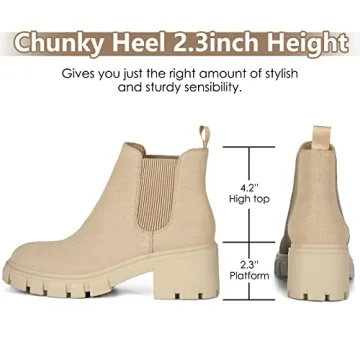 Athlefit Women's Stylish Chunky Heel Chelsea Boots