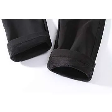 Camii Mia Women's Winter Warm Outdoor Slim Windproof Waterproof Ski Snow Fleece Hiking Pants (26W x 30L, Black)