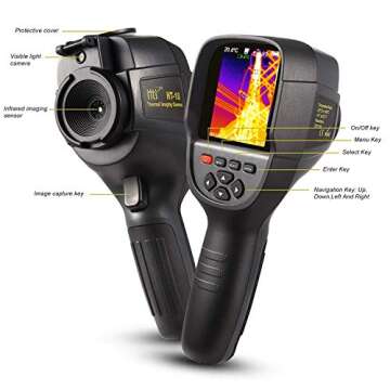 220 x 160 IR Resolution HTI Thermal Imager, Handheld 35200 Pixels Thermal Imaging Camera with 3.2" Color Display Screen(Battery Included)
