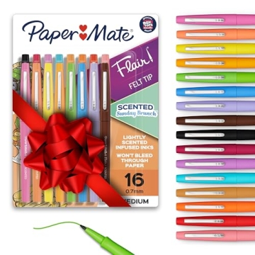 Paper Mate Flair Sunday Brunch Scented Felt Tip Pens, Assorted Colors, Medium Point (0.7mm), 16 Count