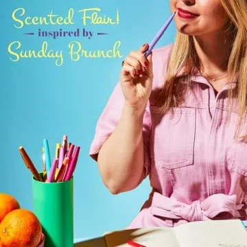 Paper Mate Flair Sunday Brunch Scented Felt Tip Pens, Assorted Colors, Medium Point (0.7mm), 16 Count