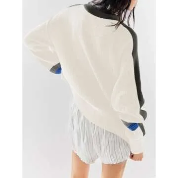 Trendy Color Block Waffle Knit Sweater for Women