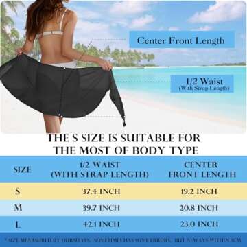 MooonGem 2pcs Beach Cover Up for Women, Chiffon Sarong Swimsuit Coverup for Pool, Summer Resort Wear Black White (Black+White, M)