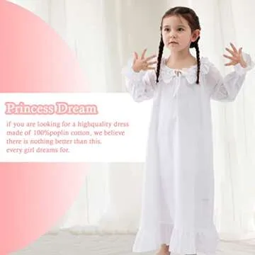 610 YOU Toddler White Cotton Vintage Nightgown for Girls
