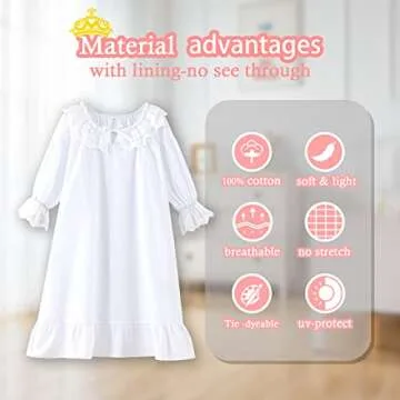 610 YOU Toddler White Cotton Vintage Nightgown for Girls