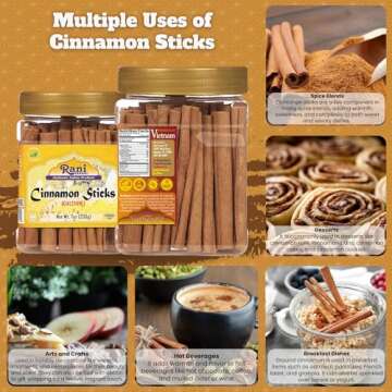 Rani Cinnamon Sticks 7oz (200g) PET Jar - 36-44 Sticks - Strong Aroma, Perfect for Baking, Cooking &...