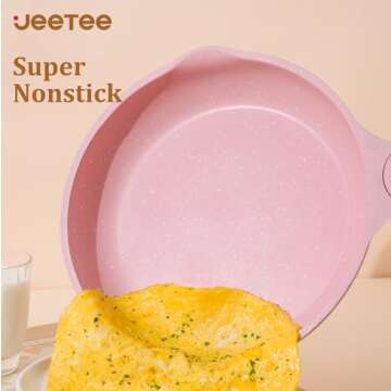JEETEE Pink Nonstick Pots and Pans Set for Healthy Cooking