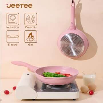 JEETEE Pink Nonstick Pots and Pans Set for Healthy Cooking