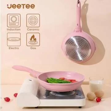 JEETEE Pink Nonstick Pots and Pans Set for Healthy Cooking