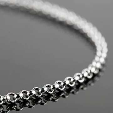 UMAOKANG 16.4 Feet Silver Stainless Steel Circle Rolo Link Chain Spool in Bulk with Lobster Clasps and Jump Rings for Necklace Jewelry Accessories DIY Making 3mm
