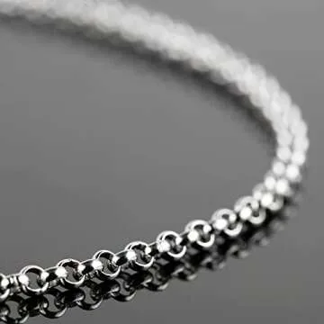 UMAOKANG 16.4 Feet Silver Stainless Steel Circle Rolo Link Chain Spool in Bulk with Lobster Clasps and Jump Rings for Necklace Jewelry Accessories DIY Making 3mm