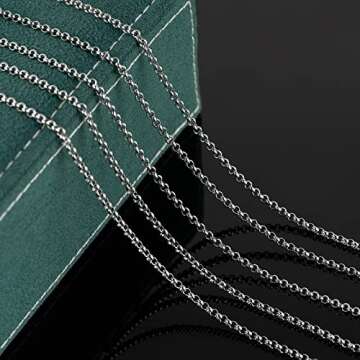 UMAOKANG 16.4 Feet Silver Stainless Steel Circle Rolo Link Chain Spool in Bulk with Lobster Clasps and Jump Rings for Necklace Jewelry Accessories DIY Making 3mm