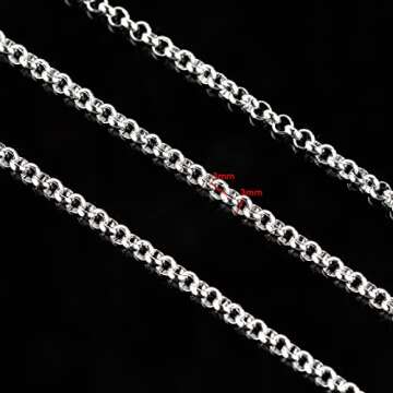 UMAOKANG 16.4 Feet Silver Stainless Steel Circle Rolo Link Chain Spool in Bulk with Lobster Clasps and Jump Rings for Necklace Jewelry Accessories DIY Making 3mm