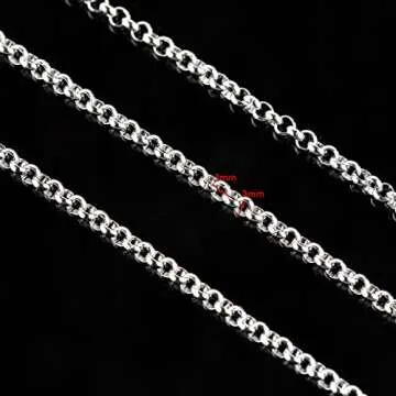 UMAOKANG 16.4 Feet Silver Stainless Steel Circle Rolo Link Chain Spool in Bulk with Lobster Clasps and Jump Rings for Necklace Jewelry Accessories DIY Making 3mm