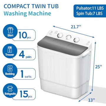 Sportpulse Portable Twin Tub Washing Machine Compact Efficient