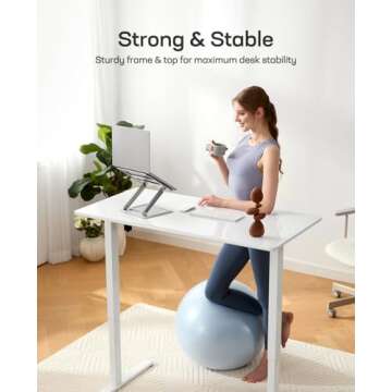 Marsail Glass Electric Standing Desk with Drawer, 55 x 28 Inches Height-Adjustable Desk, One-Piece Tempered Glass Top, Ergonomic Home Office Sit Stand Desk with 4 Preset Heights, White