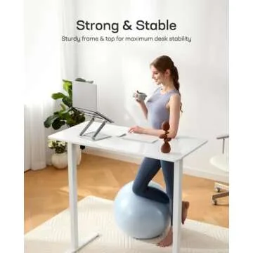 Marsail Glass Electric Standing Desk with Drawer, 55 x 28 Inches Height-Adjustable Desk, One-Piece Tempered Glass Top, Ergonomic Home Office Sit Stand Desk with 4 Preset Heights, White