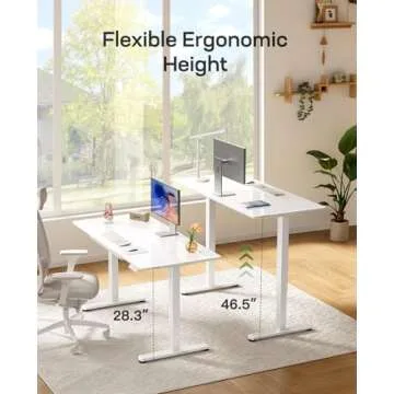Marsail Glass Electric Standing Desk with Drawer, 55 x 28 Inches Height-Adjustable Desk, One-Piece Tempered Glass Top, Ergonomic Home Office Sit Stand Desk with 4 Preset Heights, White