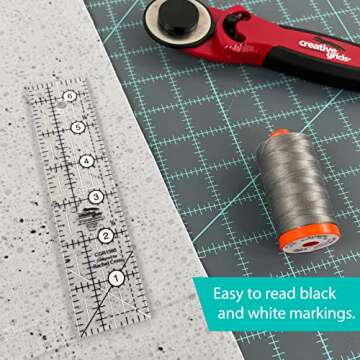 Creative Grids Quilt Ruler 1-1/2in x 6-1/2in Rectangle – CGR1565 – Made in USA, Non-Slip Grip Ac...